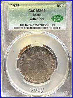 1935 Boone Half Dollar. Commemorative. In CAC Holder. MS 66