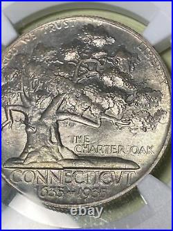 1935 CONNECTICUT CHARTER OAK Commemorative Silver Half Dollar Coin NGC MS65