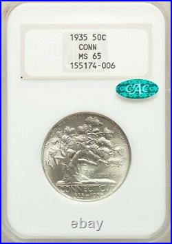1935 CONNECTICUT NGC MS-65 CAC Silver Classic Commemorative WHITE dsx