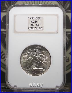 1935 Commemorative CONNECTICUT Half Dollar 50c NGC MS63 #001 Old FATTY Holder