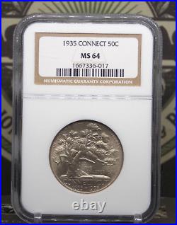 1935 Commemorative CONNECTICUT Half Dollar 50c NGC MS64 #017 BU Unc ECC&C, Inc