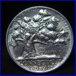 1935 Connecticut Commemorative Silver Half Dollar 50c AU Cleaned