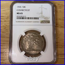 1935 Connecticut Silver Commemorative Half Dollar NGC MS65 Gem Toned