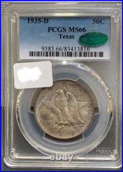 1935-D 50c Texas Commemorative Silver Half Dollar PCGS MS66 CAC