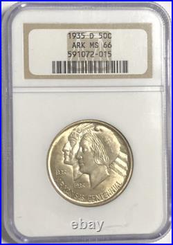 1935 D Arkansas Half 50c NGC MS66 RARE ONLY MINTED 5505? COLOR, STUNNING