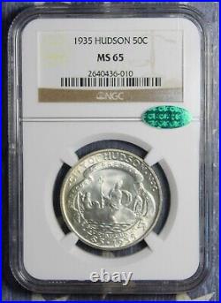 1935 Hudson Silver Commemorative Half Dollar Ngc Cac Ms65 Collector Coin