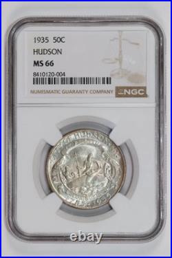 1935 Hudson Silver Commemorative Half Dollar Ngc Ms66