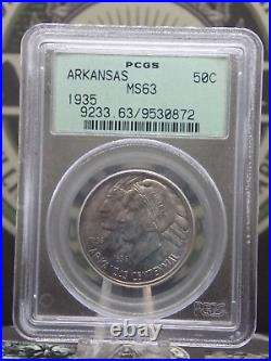 1935 P Commemorative ARKANSAS Half Dollar 50c PCGS MS63 #872 OGH Old Green