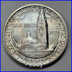 1935 S 50c San Diego Commemorative Half Dollar Nice UNC Detail Cleaned H90