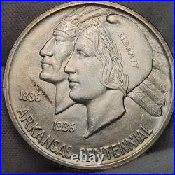 1935 S Arkansas Commemorative Half Dollar, Low Mintage Of 5,506, Unc BU, CHARK7