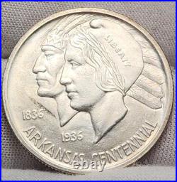 1935 S Arkansas Commemorative Half Dollar, Low Mintage Of 5,506, Unc BU, CHARK7