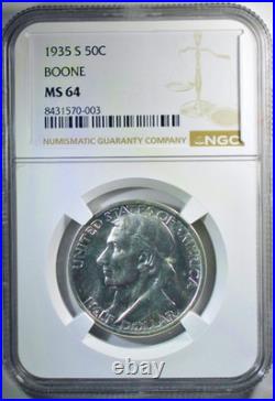 1935-S Boone Silver Commemorative Half Dollar NGC MS-64 Mint State 64