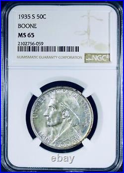 1935-S Boone Silver Commemorative Half Dollar NGC MS-65 Mint State 65