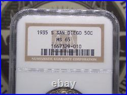 1935 S Commemorative SAN DIEGO Silver Half Dollar 50c NGC MS65 #010 BU ECC&C