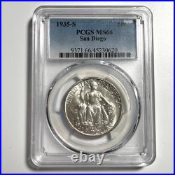 1935-S PCGS MS66 50C San Diego Commemorative Half Dollar Silver Bright White