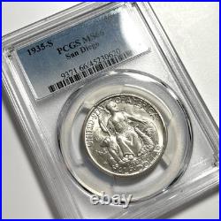 1935-S PCGS MS66 50C San Diego Commemorative Half Dollar Silver Bright White