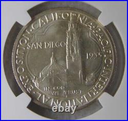 1935 S San Diego 50C Commemorative Silver Half Dollar, NGC MS65, NICE COIN