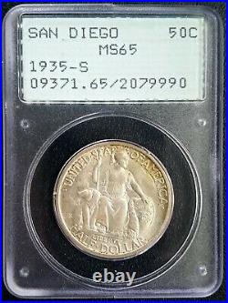 1935-S San Diego 50c Silver Commemorative Half Dollar PCGS MS65 Gem Unc OGH