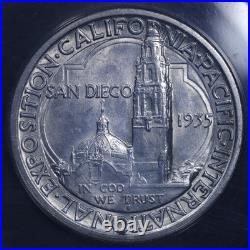 1935-S San Diego Commemorative Half Dollar 50c ANACS MS62