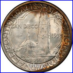 1935-S San Diego Commemorative Half Dollar 50c, PCGS MS67+ CAC Toning