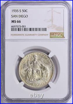 1935-S San Diego Silver Commemorative Half Dollar NGC MS-66 Mint State 66