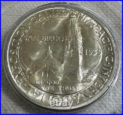 1935-S San Diego Silver Half Dollar Commem. 50C PCGS MS64 Gen 1.2 Rattler Slab