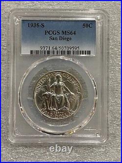 1935-S United States San Diego Commemorative Half Dollar PCGS MS64 BLAST WHITE