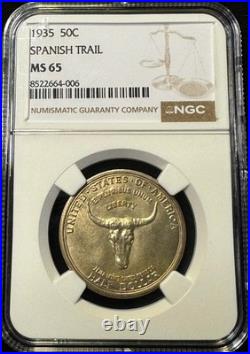1935 Spanish Trail Commemorative Silver. 50C Half Dollar NGC MS65 Free Ship