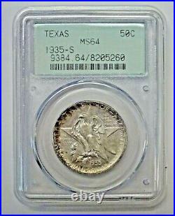 1935 TEXAS Independence Commemorative Half Dollar PCGS MS64 OLD GREEN Holder