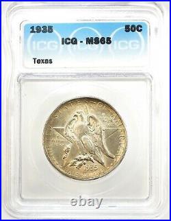 1935 Texas Commemorative Half Dollar Silver 50C Gem Brilliant UNC ICG MS65