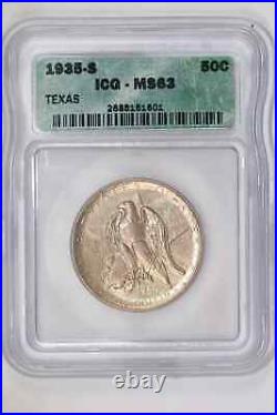 1935-s Texas Silver Commemorative Half Dollar Icg Ms63