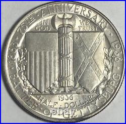 1936 50 Commerative Gettysburg Bu/ms Grade Beautiful Con & High Points
