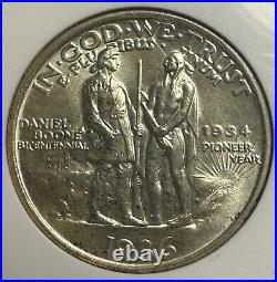 1936 50C Boone Commemorative Silver Half Dollar ANACS MS 63