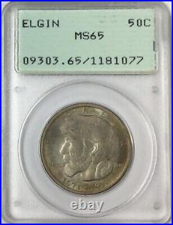 1936 50C Elgin Commemorative Silver Half Dollar PCGS MS65 (Old Rattler Holder) #