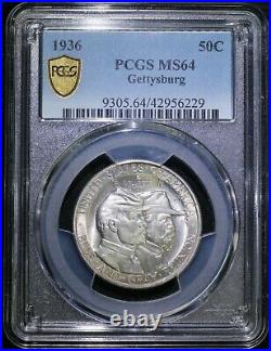 1936 50C Gettysburg Commemorative Half Dollar PCGS MS64 Mostly White Coin