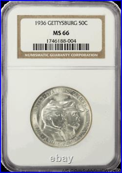 1936 50C Gettysburg Half Dollar Commemorative NGC MS 66 WW825