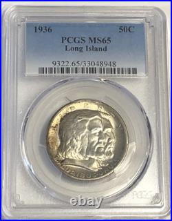 1936 50C PCGS MS65-LONG ISLAND? Toning? / LUSTEROUR / LOW MINTAGE 81,826