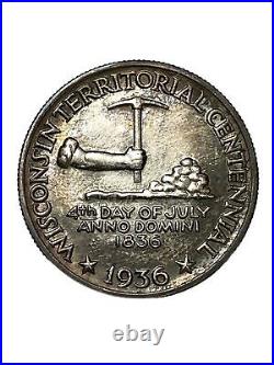 1936 50C Wisconsin Half Dollar Coin