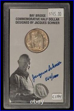 1936 50c Bay Bridge Commemorative Half Dollar Jacques Schnier Signed C1194