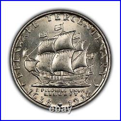 1936 50c Delaware Tercentenary Commemorative Silver Half Dollar Luster C1175