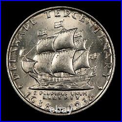 1936 50c Delaware Tercentenary Commemorative Silver Half Dollar Luster C1175