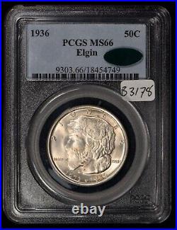 1936 50c Elgin Commemorative Half Dollar PQ Frosty PCGS CAC MS 66 B3178