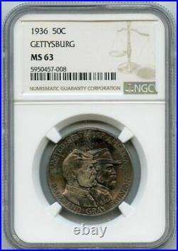 1936 50c Gettysburg Commemorative Silver Half Dollar Coin NGC MS 63