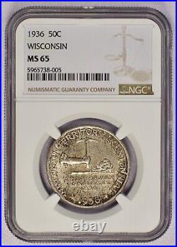 1936 50c Wisconsin Commemorative Half Dollar NGC MS 65
