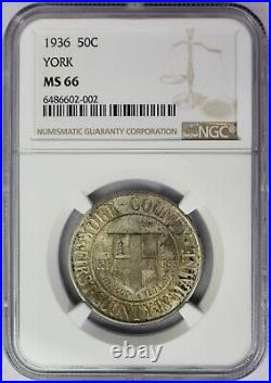 1936 50c York Commemorative Half Dollar NGC MS 66