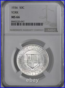 1936 50c York County Half Dollar Silver Commemorative Ngc Ms66 #8445235-047