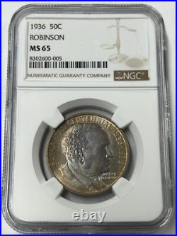 1936 Arkansas Centennial Silver Half Dollar-Robinson NGC MS65 Nicely Toned 1936 Arkansas Centennial Silver Half Dollar-Robinson NGC MS65 Nicely Toned