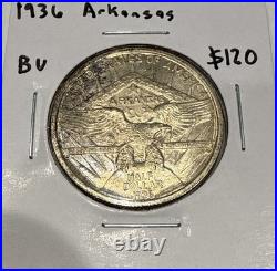 1936 Arkansas Commemorative Silver Half Dollar 50C Coin BU Detail