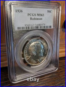 1936 Arkansas Robinson Half Dollar PCGS MS63. Slight Toning. Obverse Top. NICE