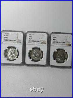 1936 Boone Commemorative Half Dollar Set NGC MS65 (P, D, S) 3-Coin Trio